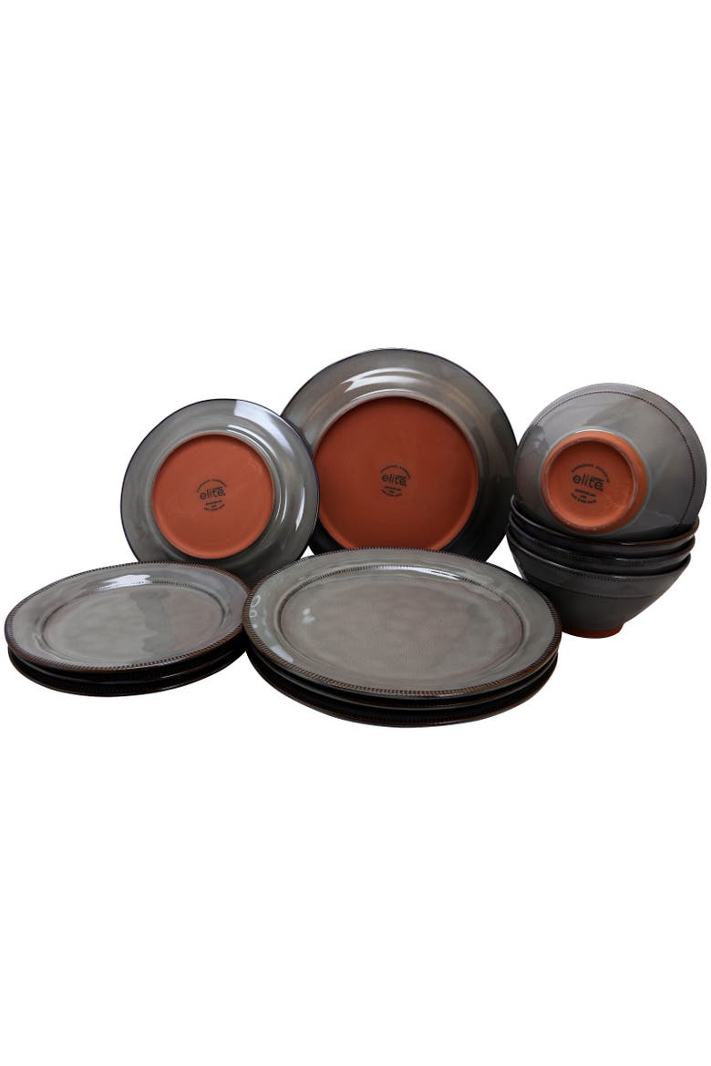 Terranea 12 Piece Dinnerware Set, Alternate, color, Grey