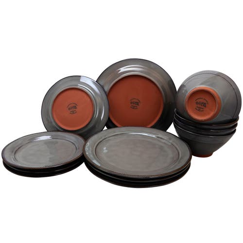 Gibson Elite Terranea 12 Piece Dinnerware Set In Gray