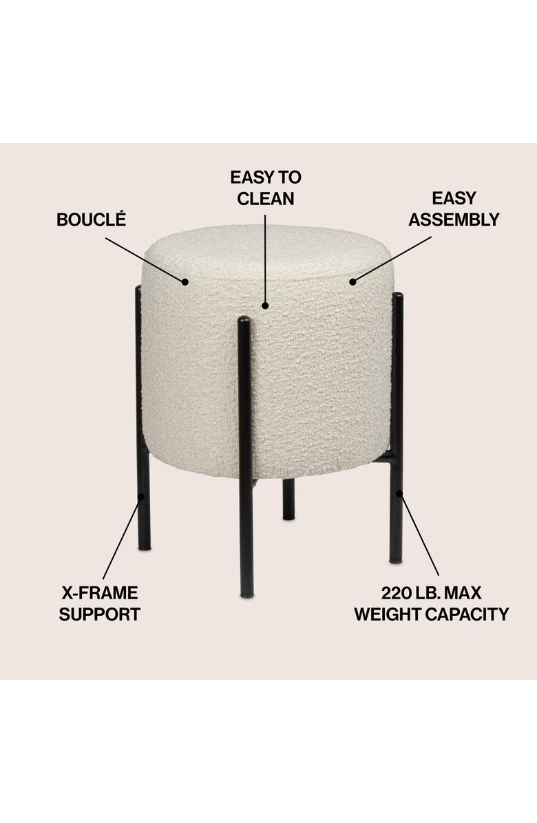 JONATHAN Y Silvia 18.5" Modern Minimalist Round Backless Metal/Cushioned Vanity Stool, Alternate, color, 