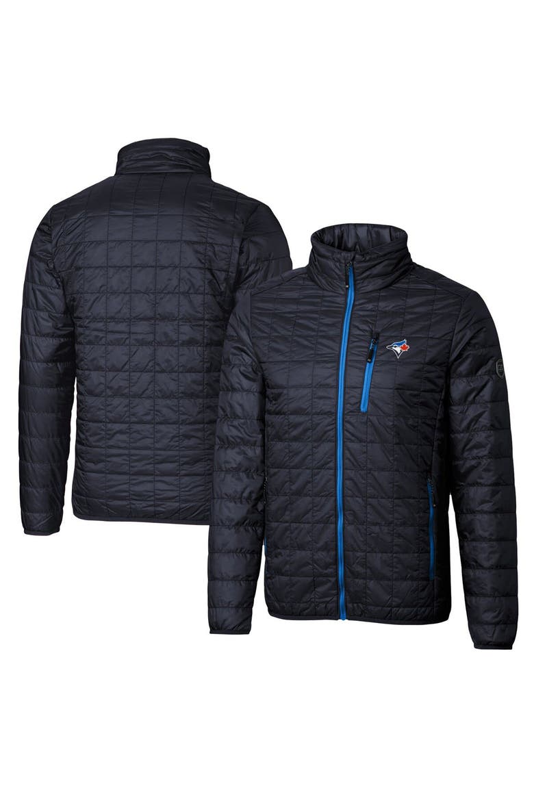 Men's Cutter & Buck Navy Toronto Blue Jays Rainier Eco Insulated Full-Zip Puffer Jacket, Main, color, Navy