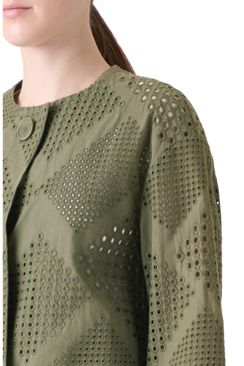 Diamond Cotton Eyelet Crop Jacket, Alternate, color, KHAKI