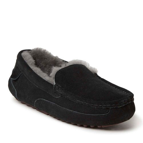 DEARFOAMS Fireside Melbourne Genuine Shearling Moccasin Slipper in Black 