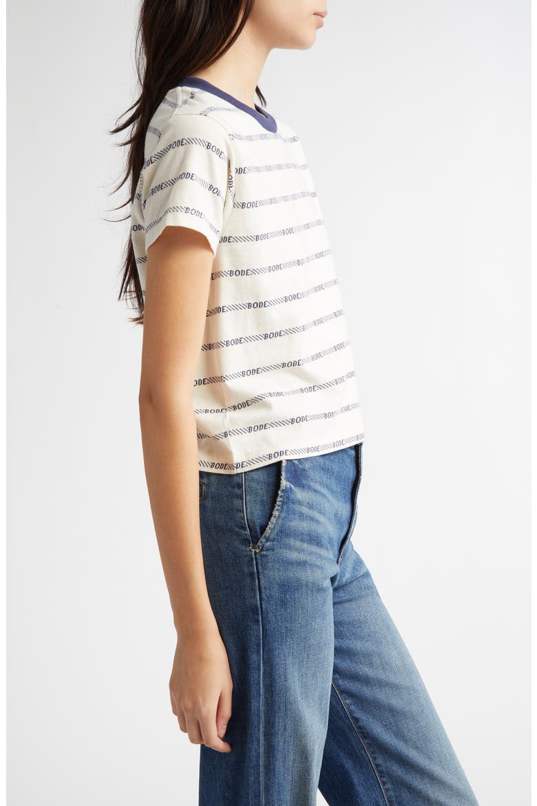 Rec Jacquard Stripe Cotton Logo T-Shirt, Alternate, color, WHITE MULTI