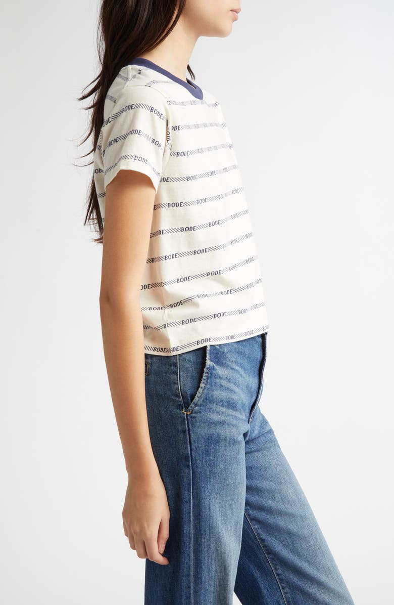 Bode Rec Jacquard Stripe Cotton Logo T-Shirt, Alternate, color,