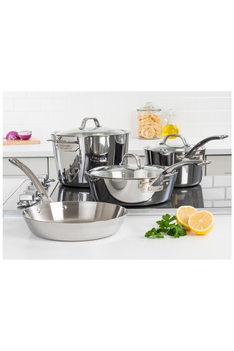 Contemporary 7-Piece 3-Ply Cookware Set, Alternate, color, STAINLESS STEEL