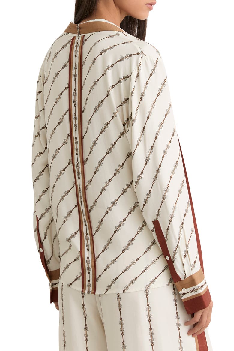 Lydia Chain Print Tie Neck Button-Up top, Alternate, color, IVORY