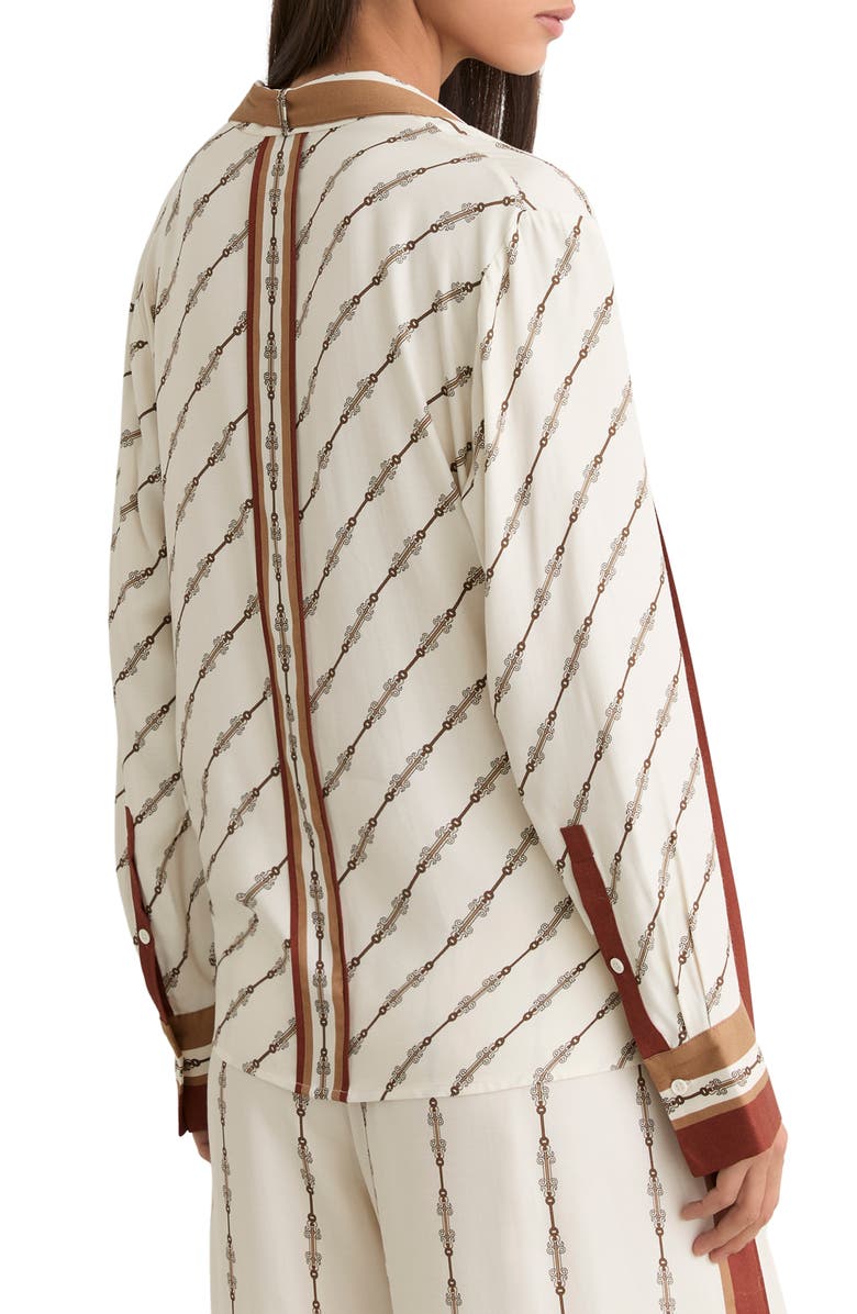 Reiss Lydia Chain Print Tie Neck Button-Up top, Alternate, color, Ivory