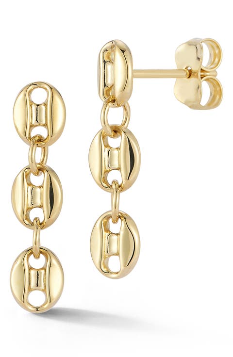 14K Gold Mariner Chain Drop Earrings