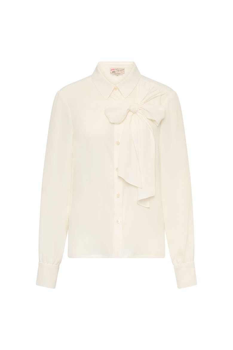 Long Sleeve Blouse With Bow Detail, Main, color, Ecru
