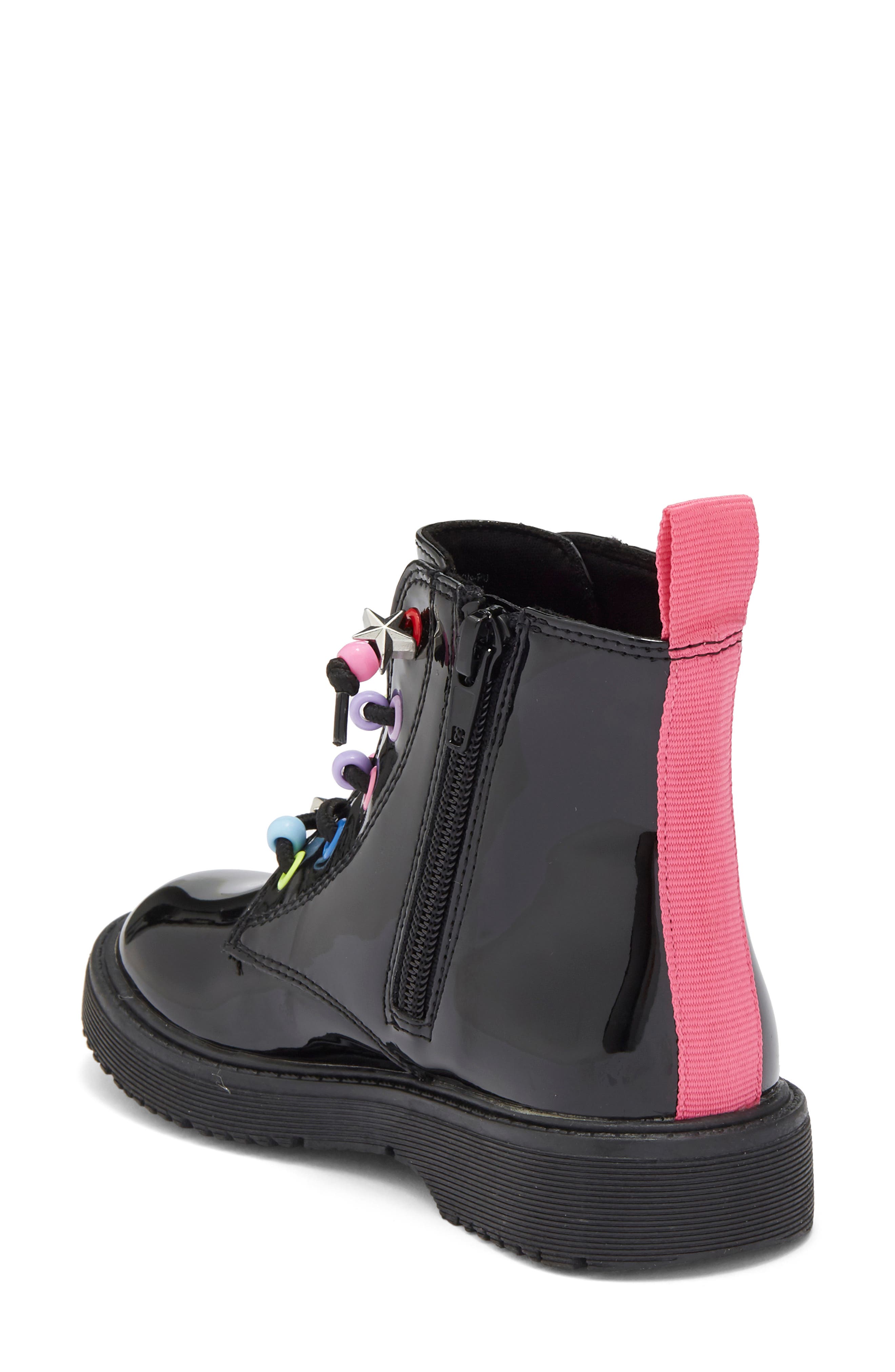 Kids' Peyton Faux Leather Combat Boot, Alternate, color, BLACK