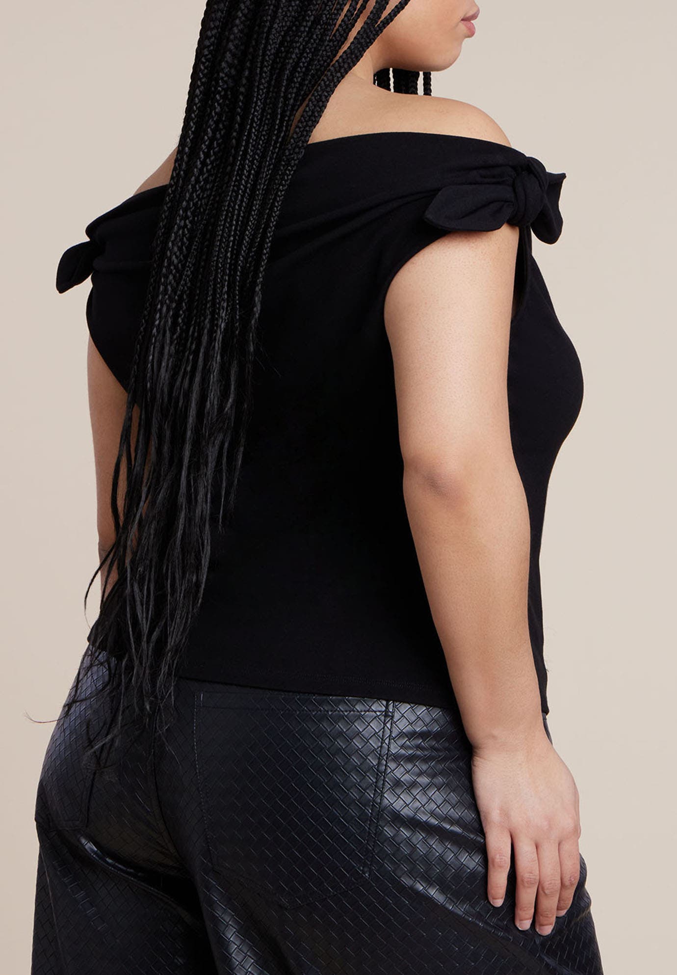 Off Shoulder Top With Ties - image 2