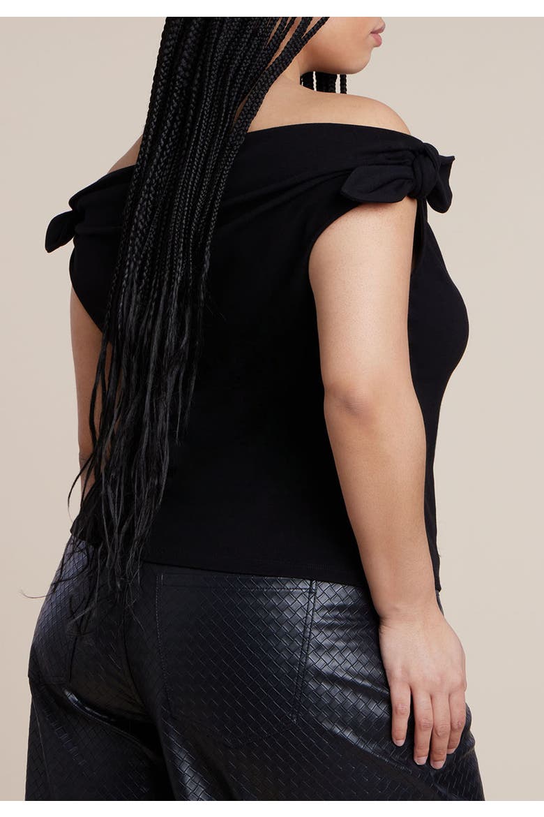 Off Shoulder Top With Ties, Alternate, color, BLACK ONYX