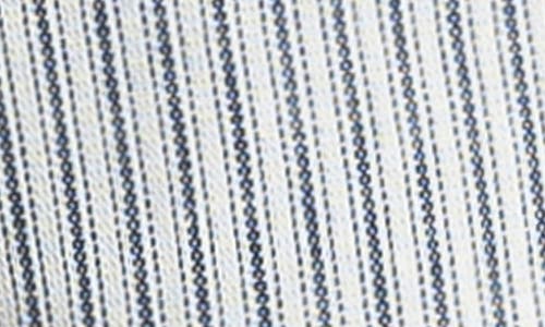Max Studio Stripe Cuffed Crop Barrel Leg Pants In Blue