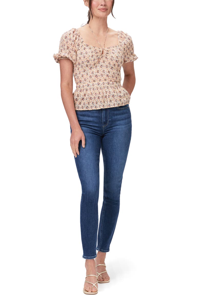 Azul Floral Tie Neck Puff Sleeve Top, Alternate, color, SUNKSSD