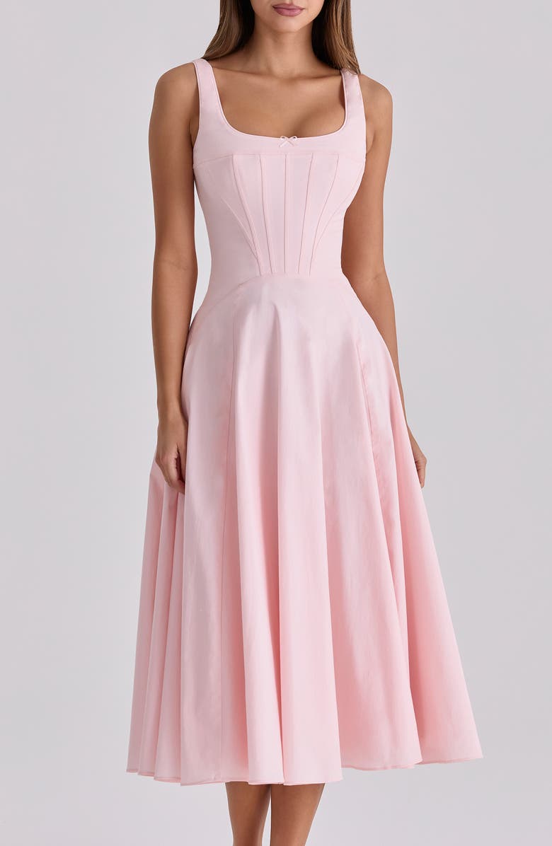 HOUSE OF CB Jaime Lace Back Sleeveless Midi Dress, Alternate, color, Pink