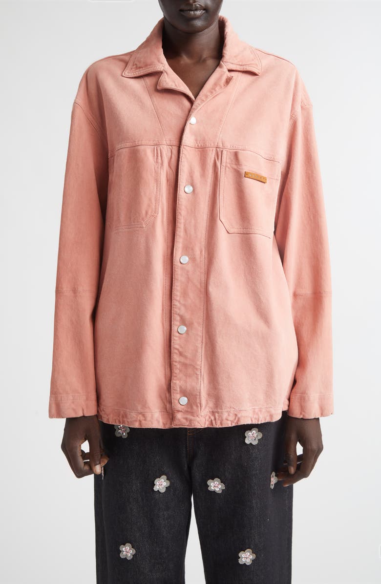 Marni Soft Suede Overshirt, Main, color, Chalk Mauve