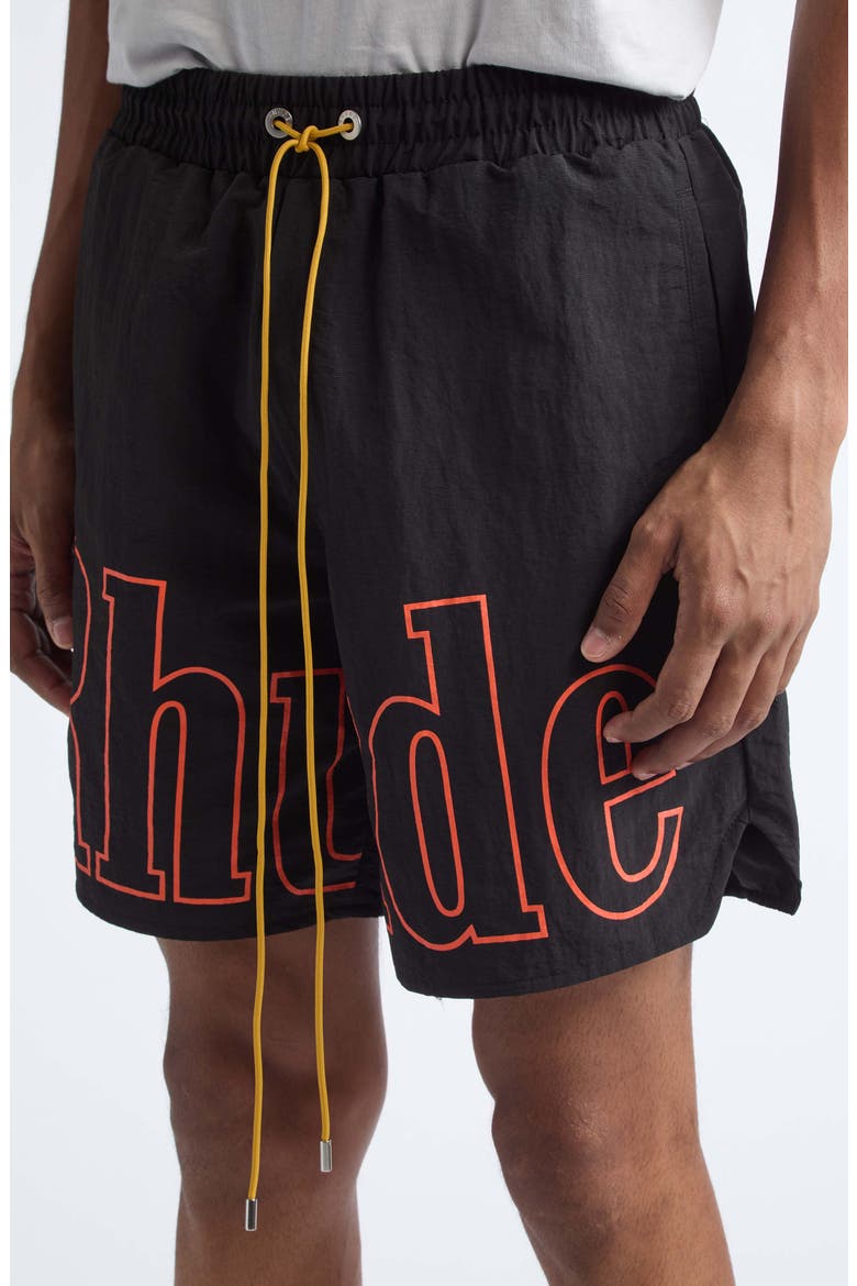 Logo Track Shorts, Alternate, color, BLACK/ ORANGE