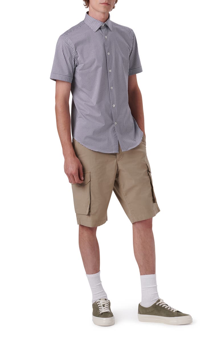 Bugatchi OoohCotton<sup>®</sup> Medallion Print Short Sleeve Button-Up Shirt, Alternate, color, 