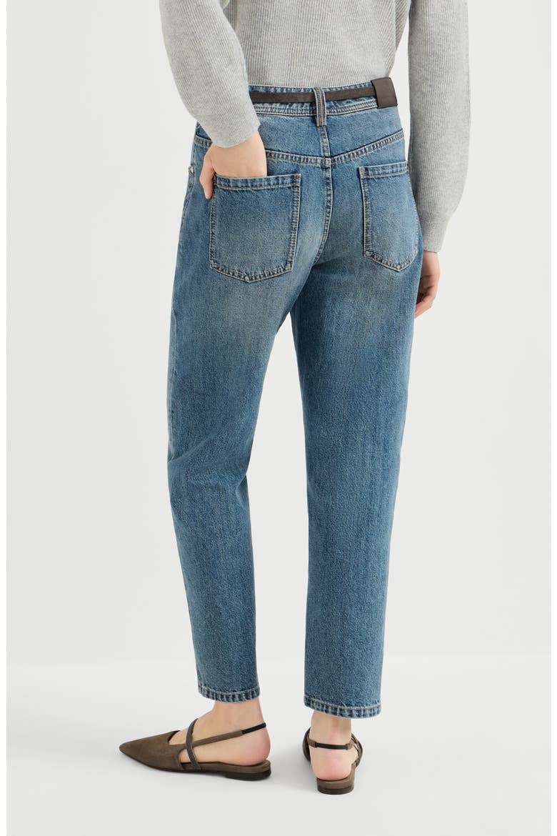 Authentic denim baggy tapered trousers, Alternate, color, Denim