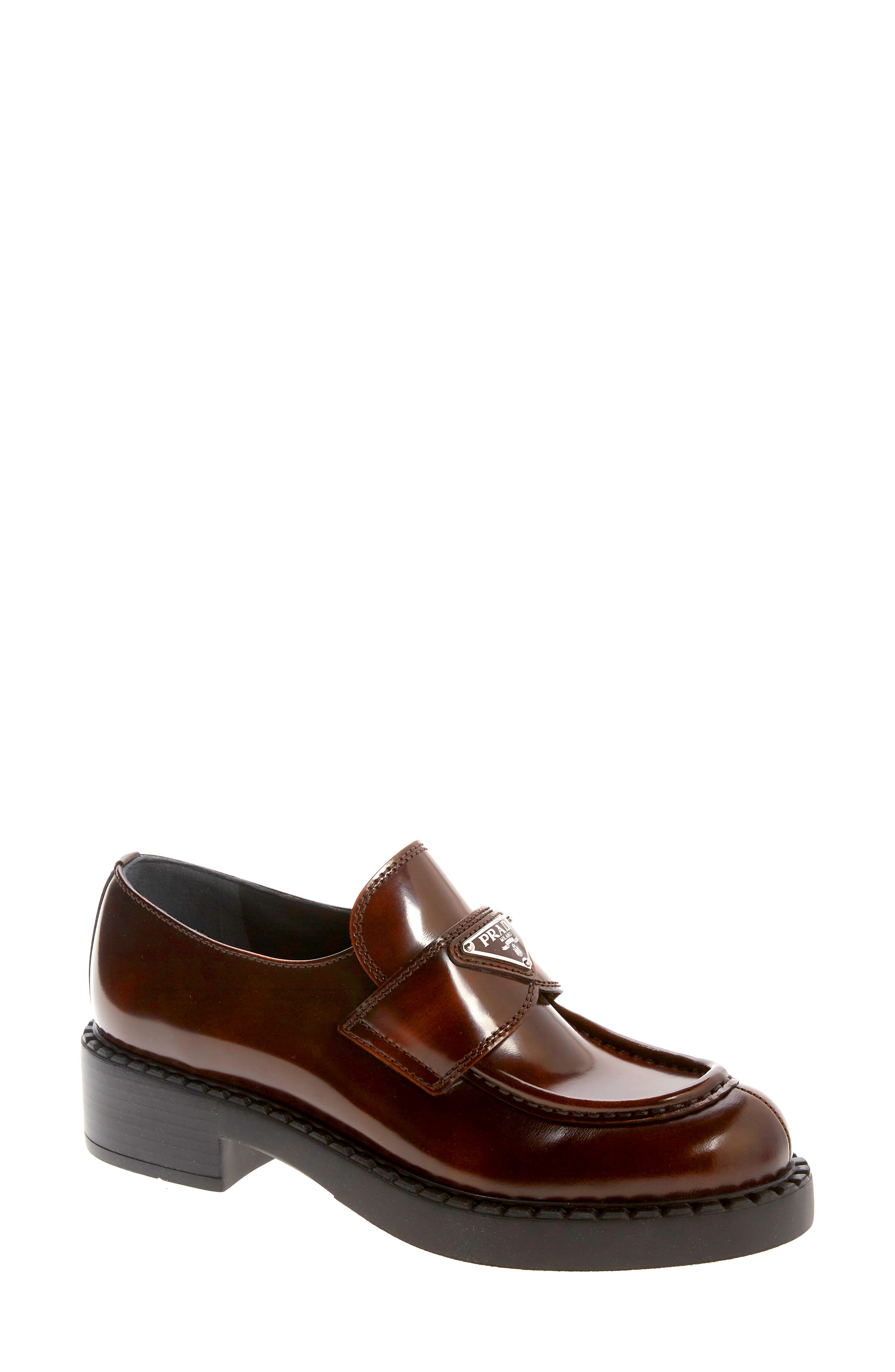 Prada Triangle Logo Loafer, Main, color, 