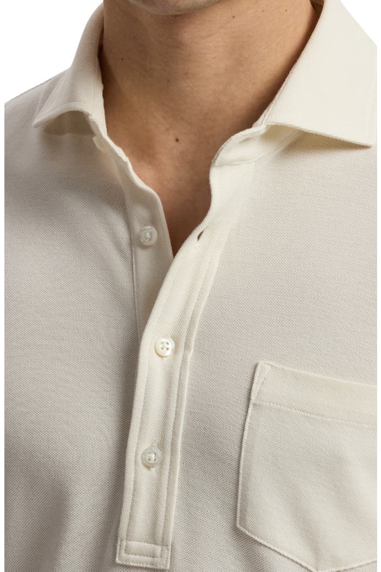 Garment Wash Long Sleeve Cotton Polo, Alternate, color, CREAM