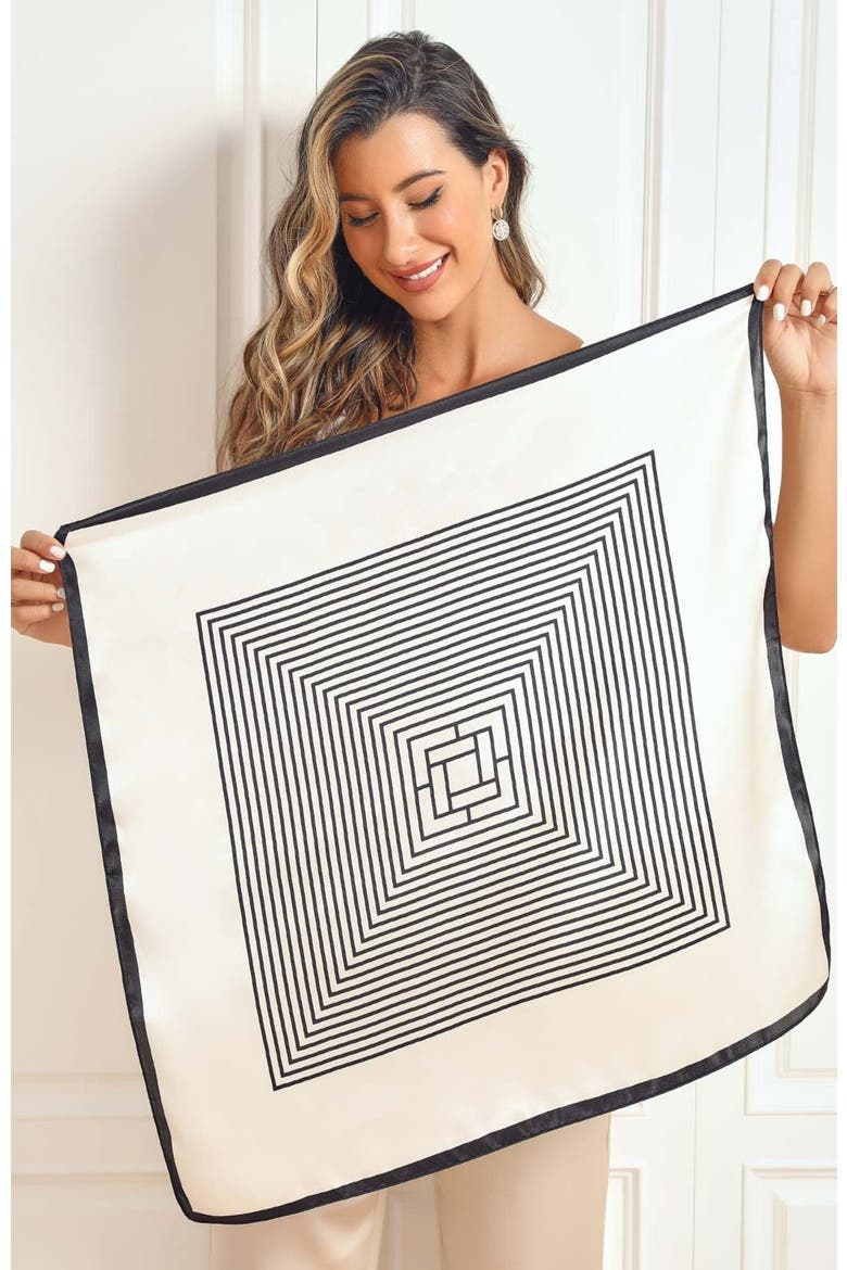 Elegantly Designed Silk Printed Square Scarf, Alternate, color, Black