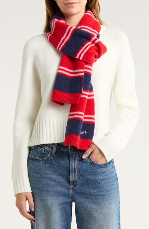 Bibi Stripe Skinny Wool Scarf