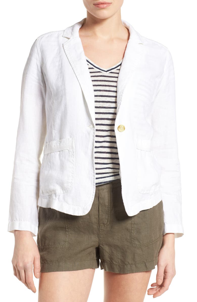 Caslon<sup>®</sup> Linen One-Button Blazer, Main, color, 