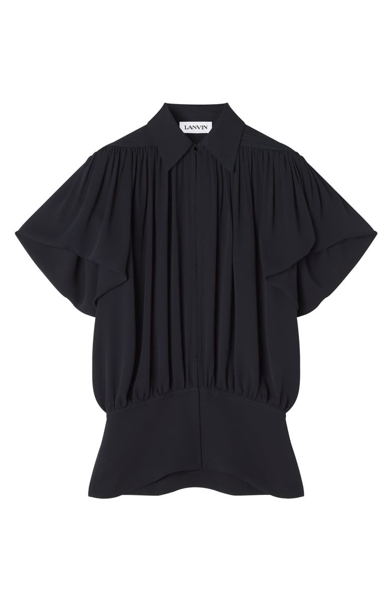 Lanvin Top In Silk Georgette, Main, color, Black Navy