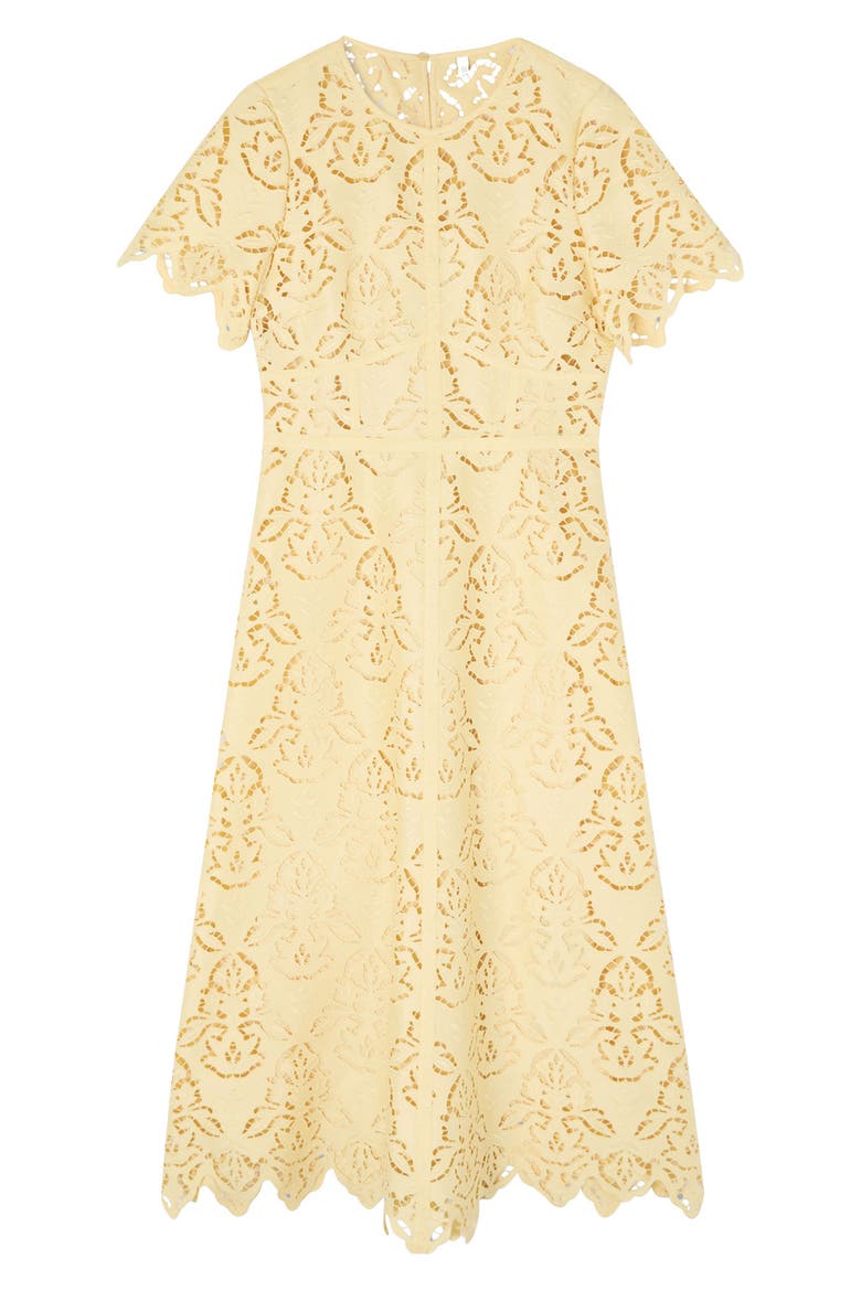 Georgia Short Sleeve Embroidered Cutout Midi Dress, Alternate, color, YELLOW