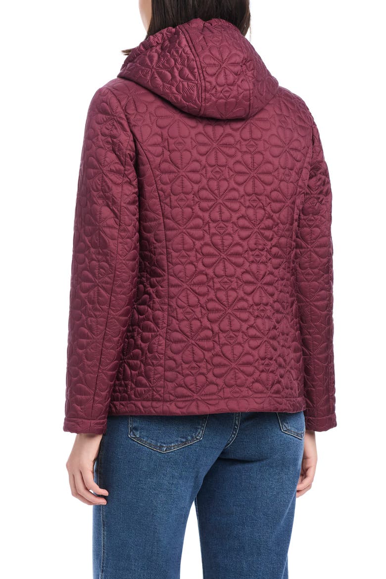 water resistant hooded floral quilted short jacket, Alternate, color, BLACKBERRYs