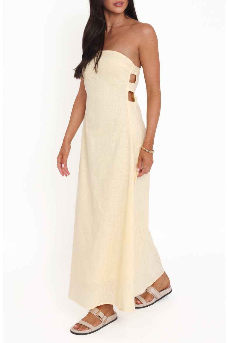 Cyrus Strapless Cutout Maxi Dress, Alternate, color, BUTTER YELLOW