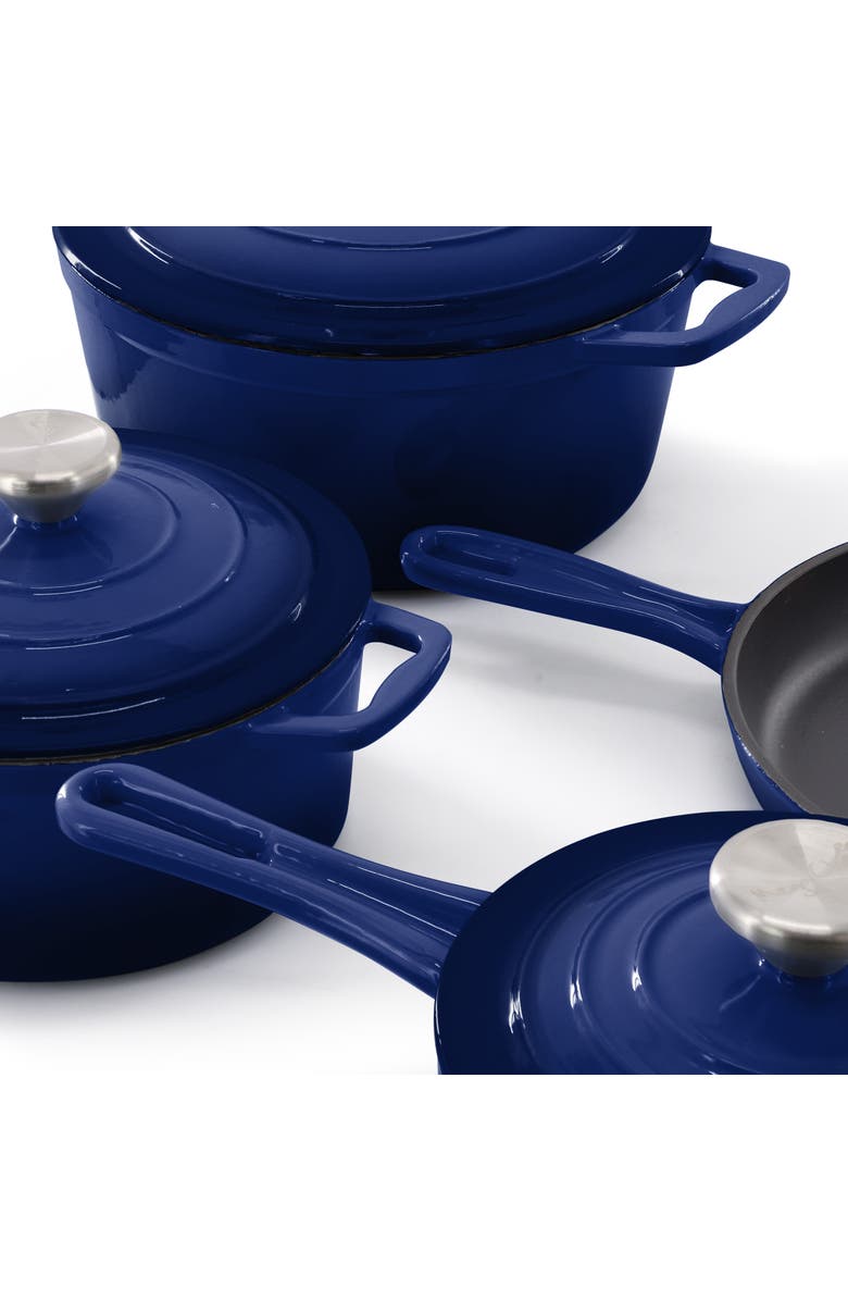 Megachef 7 Piece Enameled Cast Iron Cookware Set, Alternate, color, Blue