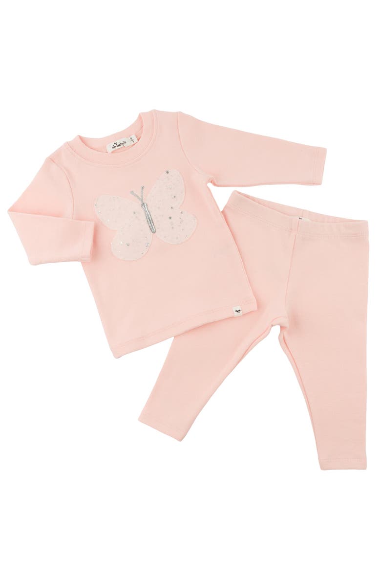 oh baby! Butterfly Cream/Pink Silver Fleck Tulle Two Piece Set, Alternate, color, Pale Pink