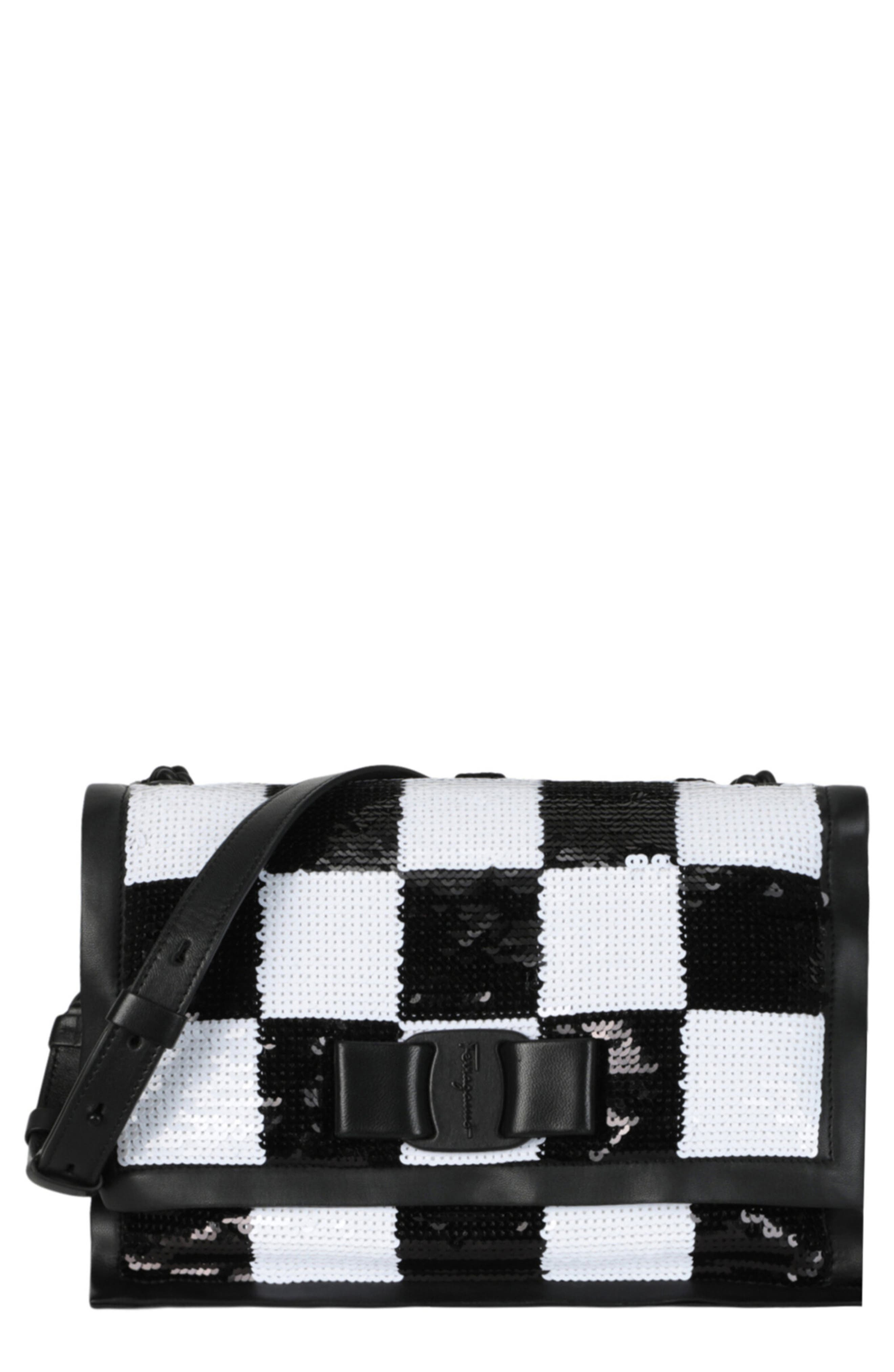 FERRAGAMO Checkered Sequin Shoulder Bag
