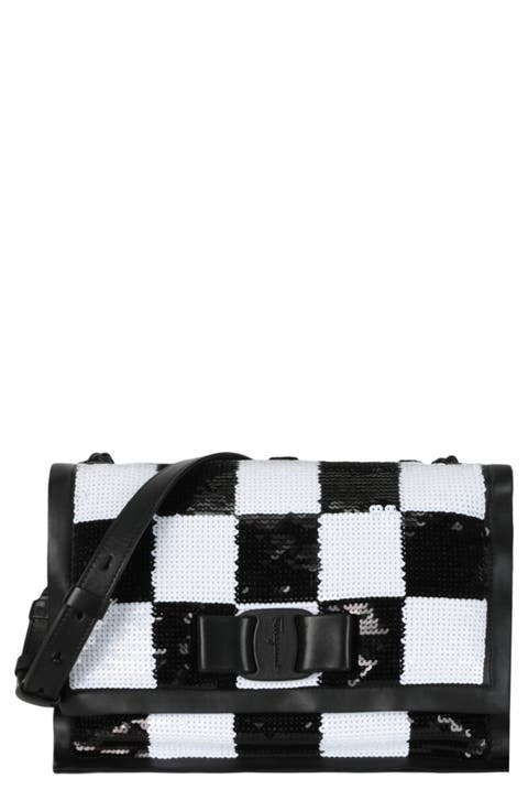 Checkered Sequin Shoulder Bag