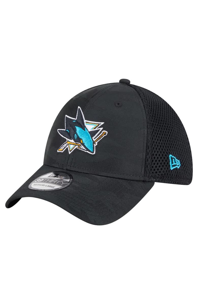 New Era Men's New Era Black San Jose Sharks Active Subtle Camo 39THIRTY Flex Hat, Alternate, color,