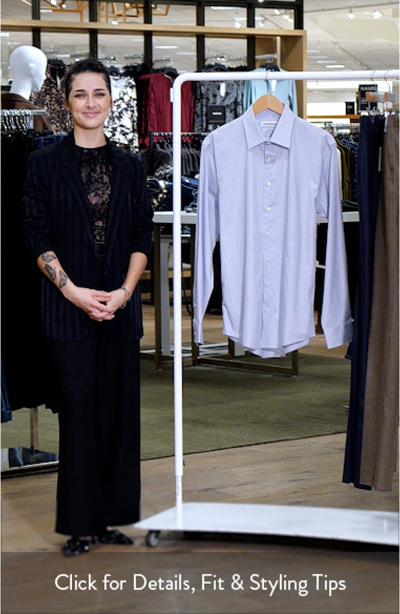 Trim Fit Stripe Premium Non-Iron Cotton Dress Shirt, sales video thumbnail