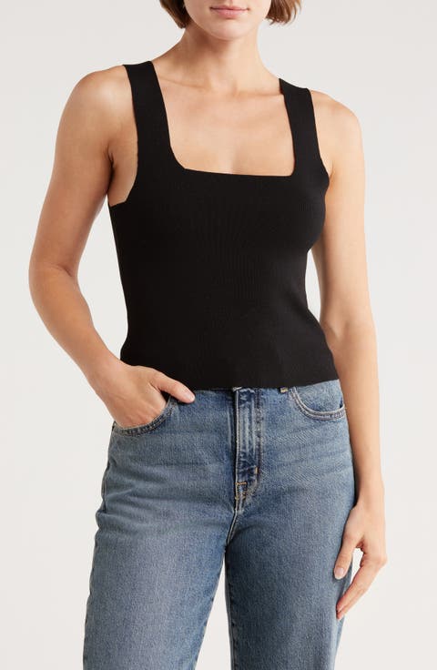 Eva Square Neck Crop Rib Tank