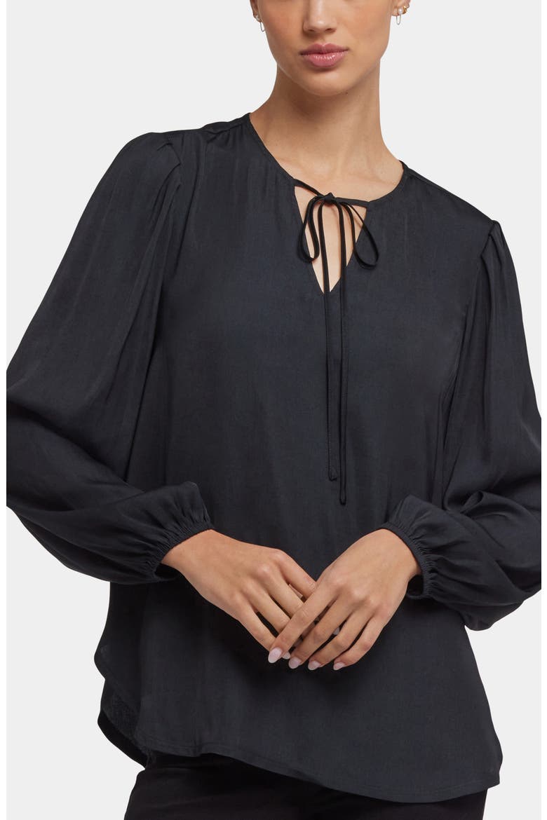 Elsie Tie Neck Satin Top, Main, color, BLACK