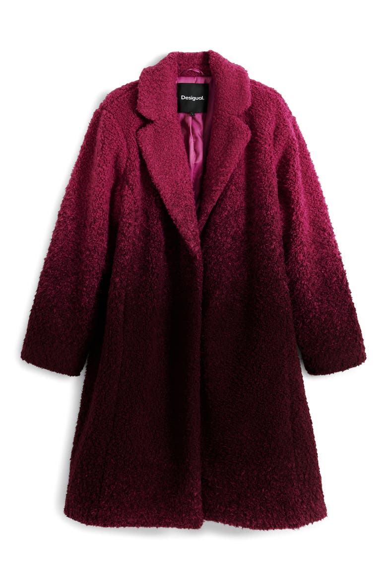 Ombré Faux Fur Longline Coat, Alternate, color, DARK PINK