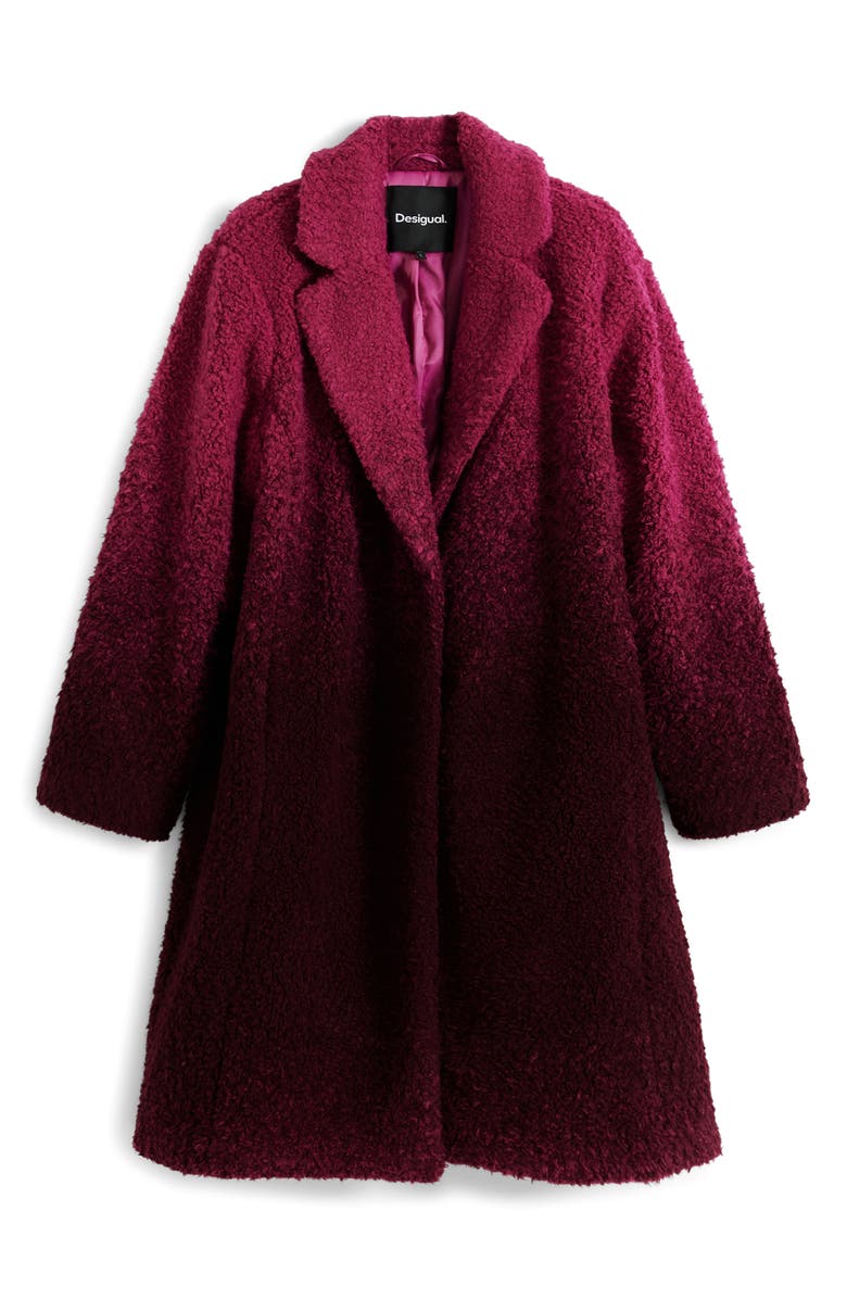 Desigual Ombré Faux Fur Longline Coat, Alternate, color, Dark Pink