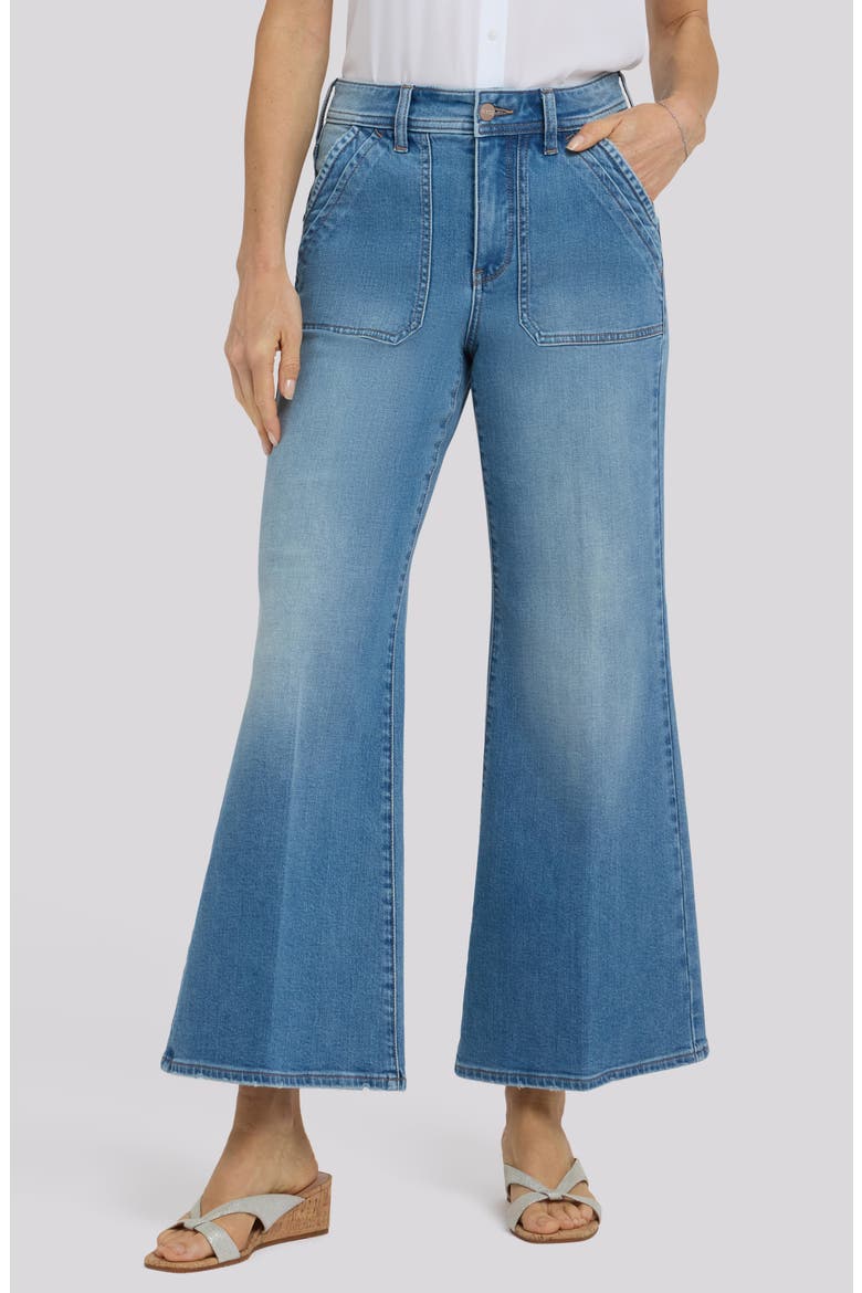Mia High Waist Ankle Palazzo Flare Jeans, Main, color, PORT SEA