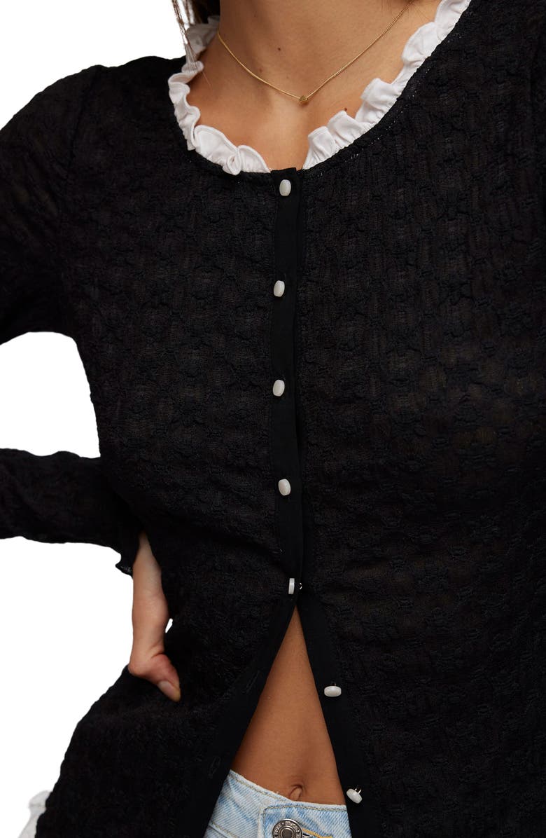 Free People Blackbird Ruffle Cardigan, Alternate, color,