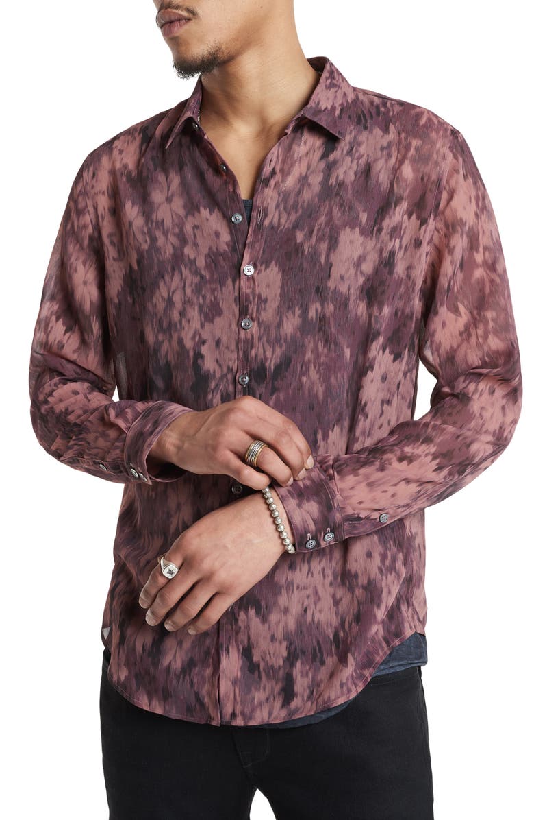 John Varvatos Bucks Slim Fit Floral Ikat Button-Up Shirt, Main, color, 