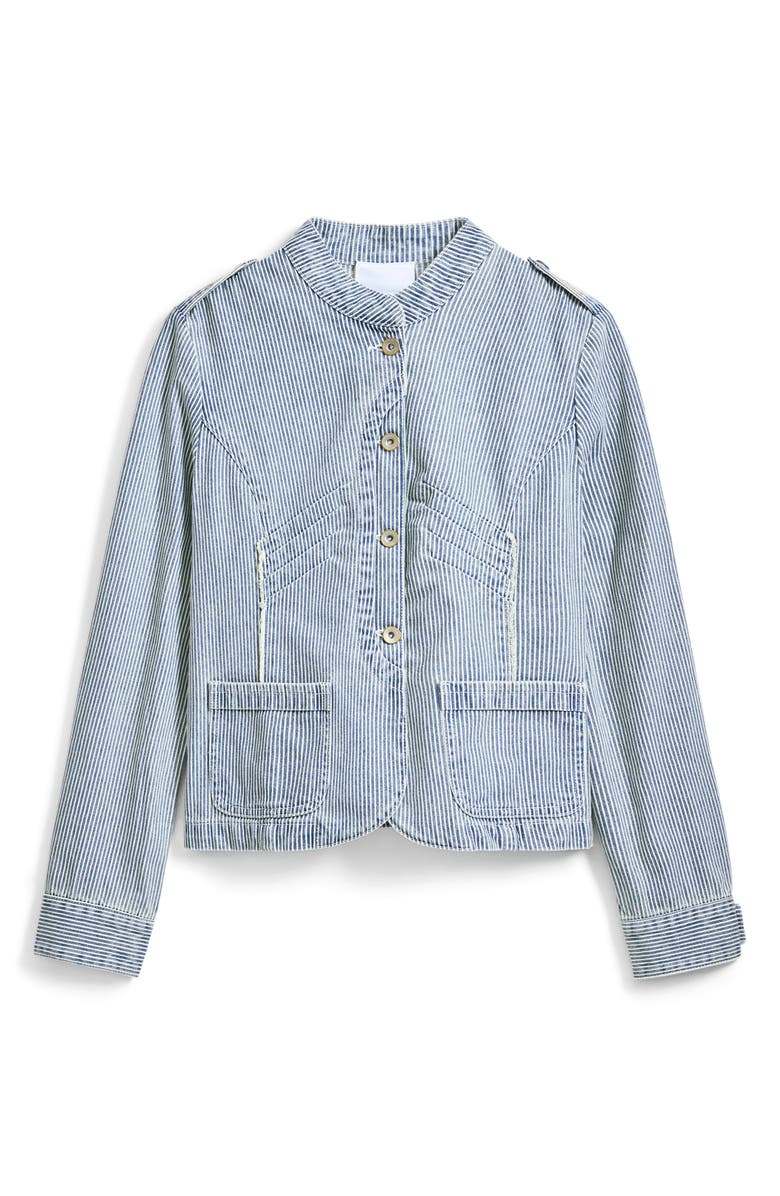 Desigual Stripe Cotton Blend Denim Jacket, Alternate, color, 