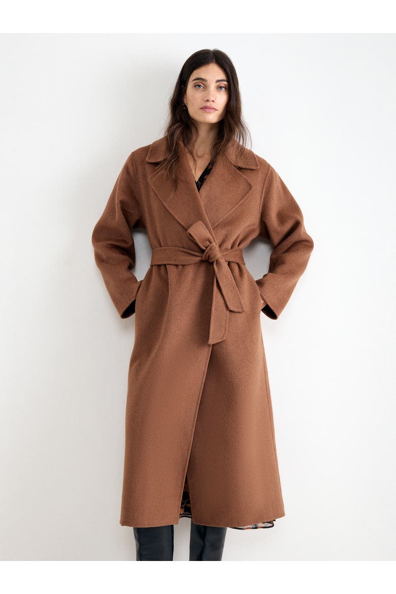 Darcy Double Face Belted Wrap Coat, Alternate, color, Brown