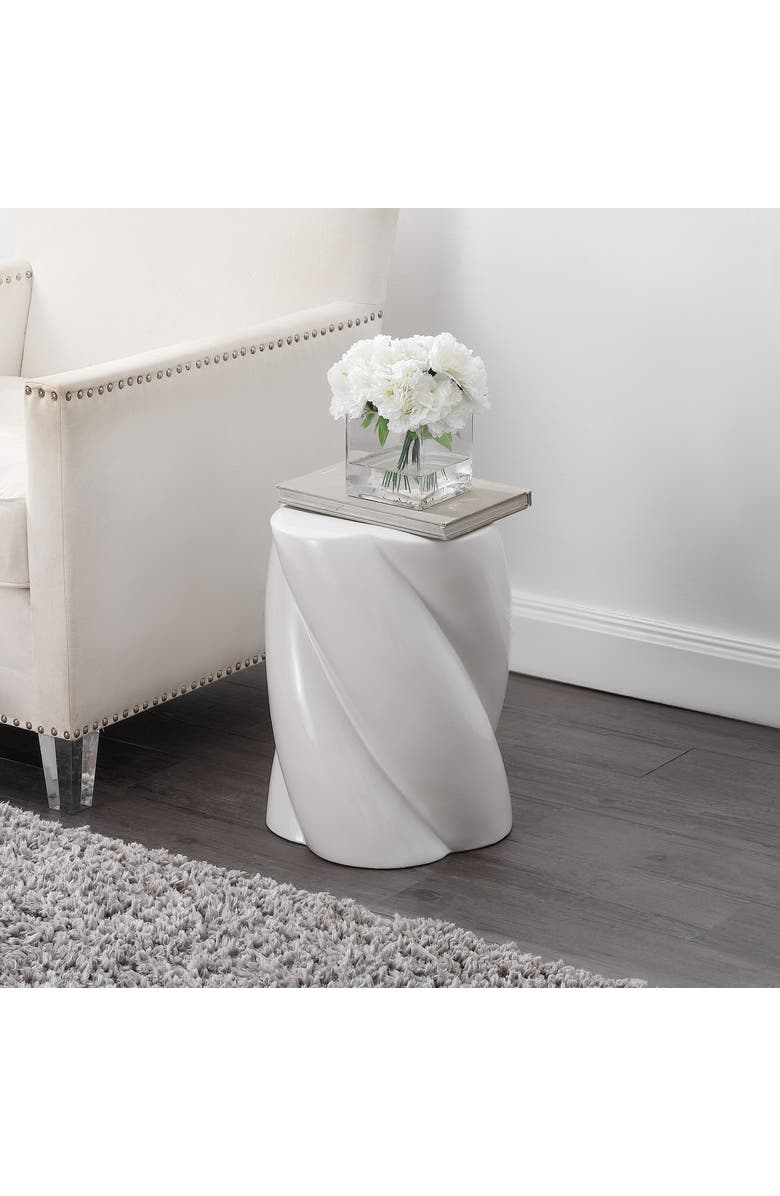 JONATHAN Y Yves 18" Modern Minimalist Rope Twist Ceramic Indoor-Outdoor Garden Stool, Alternate, color, Off-White