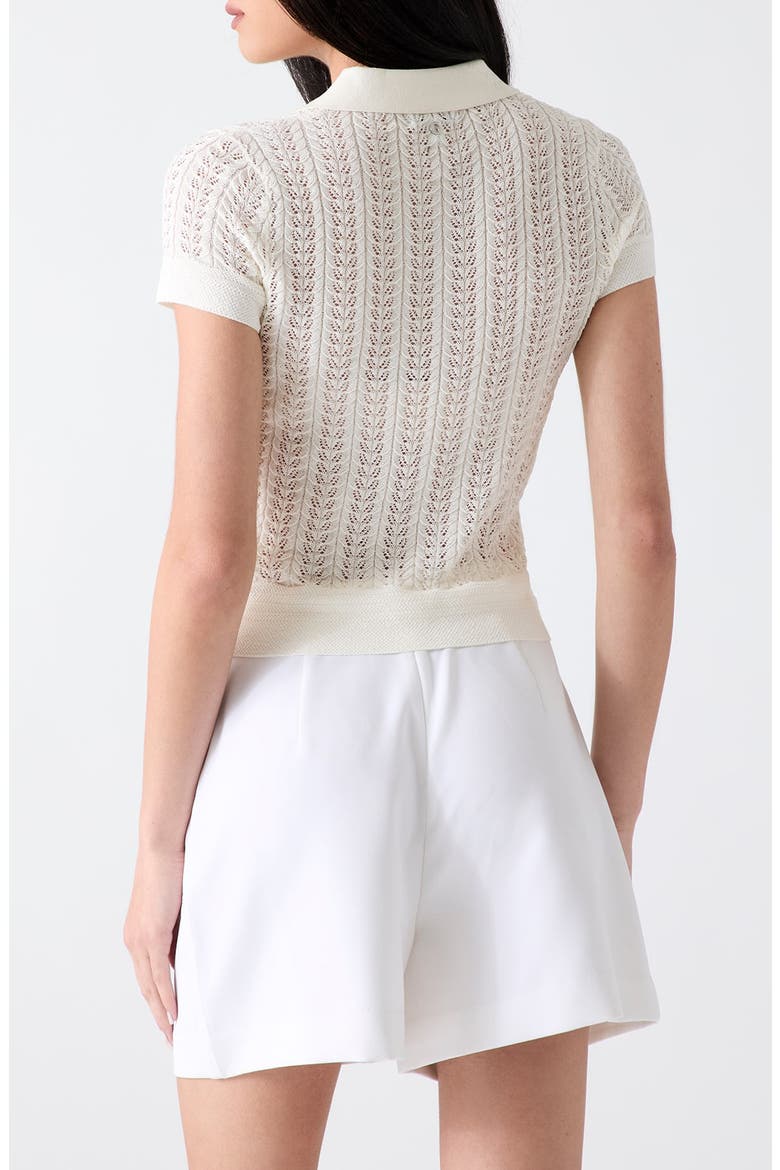 Pointelle Polo Sweater, Alternate, color, DOVE WHITE