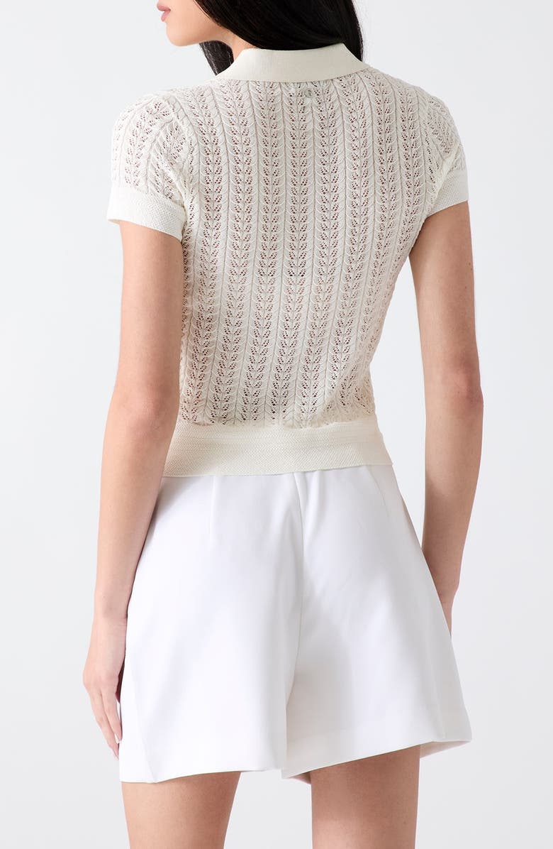GUESS Pointelle Polo Sweater, Alternate, color, Dove White